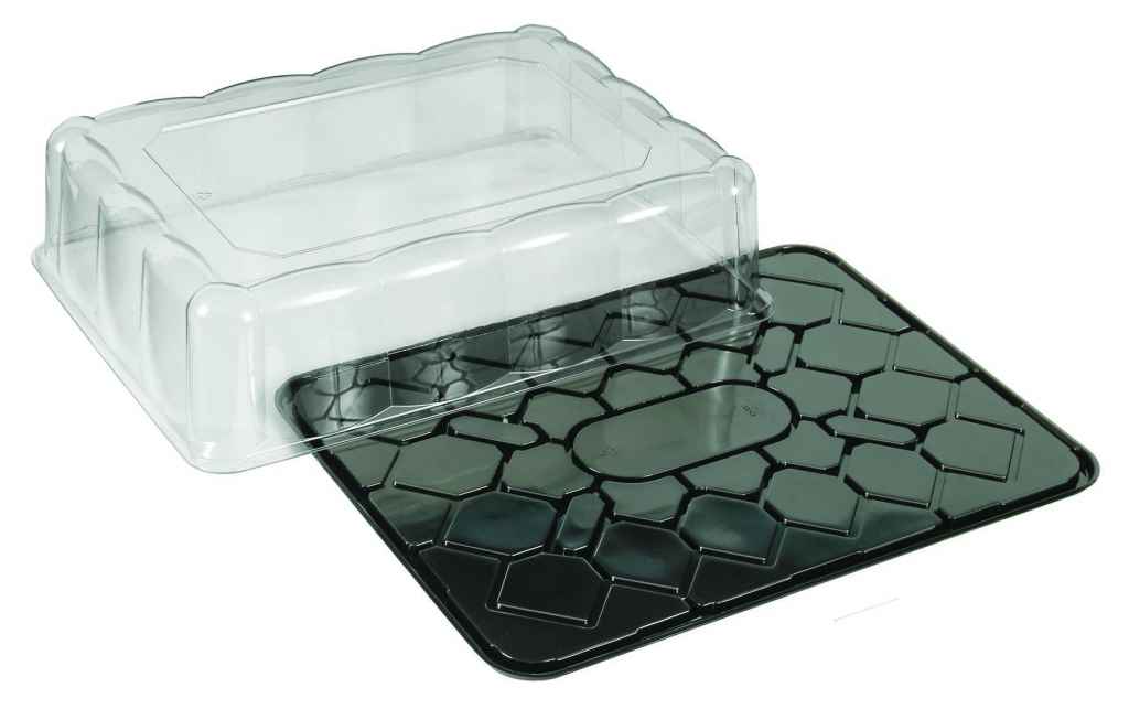 D&W Fine Pack Black PET 1/2 Sheet Cake Base with Low Dome Lid - #DC92P