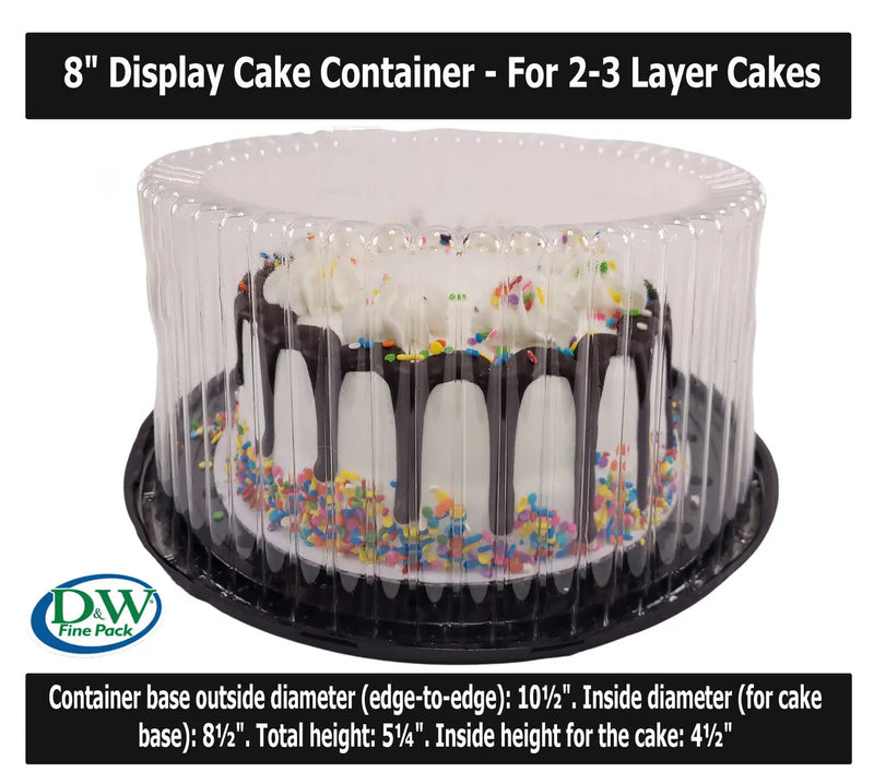 8" Display Cake Container  for 2-3 layers    #WG23 D&W Fine Pack