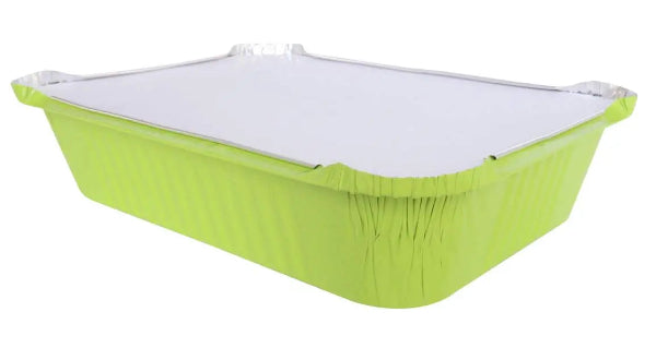 Colored Disposable Aluminum 3.75 Pound Carryout pan w/ Board Lid #3227L KitchenDance