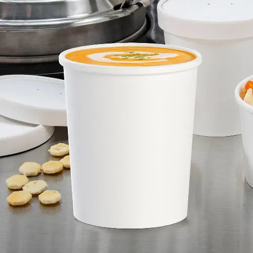 Dart Solo 32 oz. White DSP Paper Food Container - Sleeve of 25 - #H4325-2050
