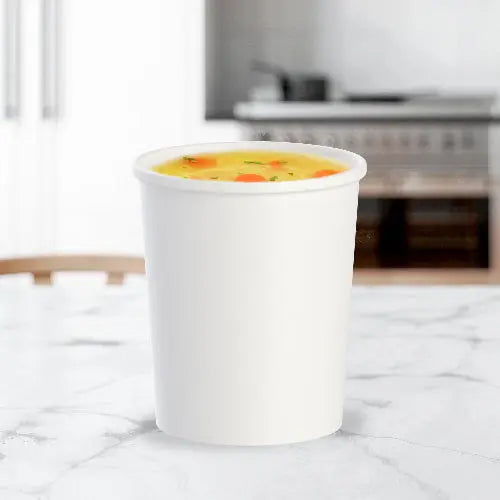 Dart Solo 32 oz. White DSP Paper Food Container - Sleeve of 25 - #H4325-2050