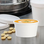 Dart Solo 8 oz. White Squat DSP Paper Food Container - Sleeve of 25 - #HS4085-2050 Dart Container