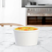 Dart Solo 8 oz. White Squat DSP Paper Food Container - Sleeve of 25 - #HS4085-2050 Dart Container
