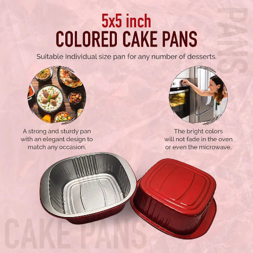 5" x 5" Colored Aluminum  Heavy Foil Square Pan #A69NL KitchenDance