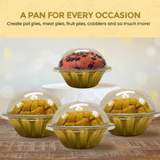 18 oz. Jumbo Disposable Aluminum Colored Pot Pie Pan with Dome Lid #A57P KitchenDance