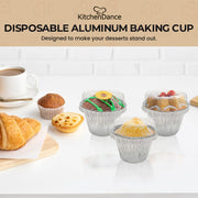 7 oz. Disposable Aluminum Foil Dessert Cup with Plastic Lid   #1210P KitchenDance