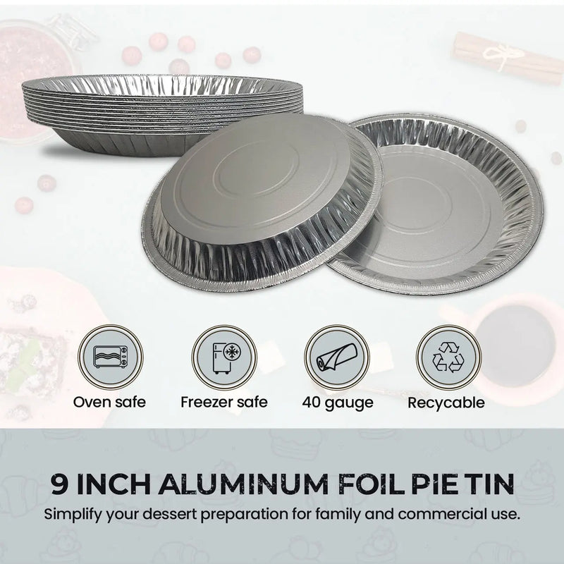 9" Disposable Aluminum Foil Pie Pan - Medium Depth   #901 SAFCA -- Superior Aluminum Foil of California