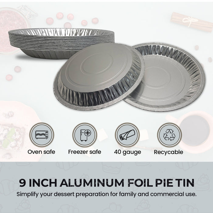 9" Disposable Aluminum Foil Pie Pan - Medium Depth   #901