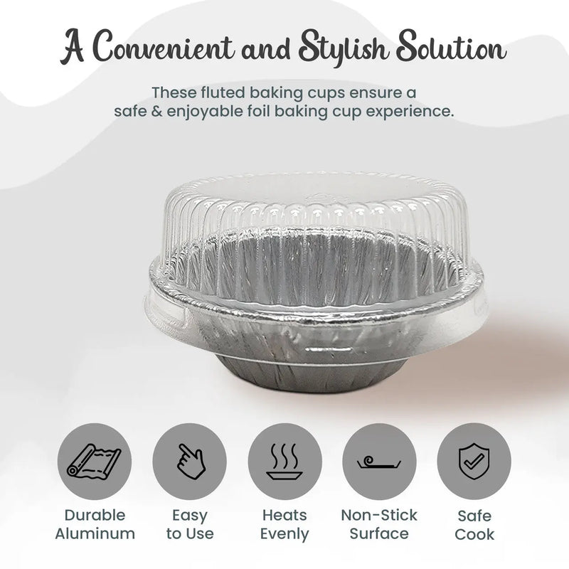 3" Disposable Aluminum Foil Tart Pan with Plastic Dome Lid   #301P SAFCA -- Superior Aluminum Foil of California