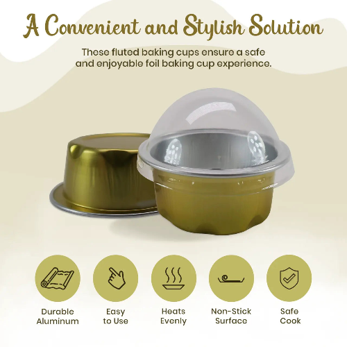 2 oz. Disposable Colored Foil Cup with Plastic Lid  #A3P KitchenDance