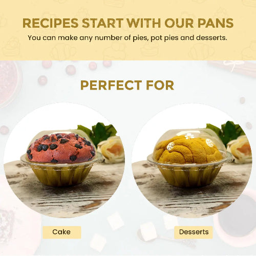 18 oz. Jumbo Disposable Aluminum Colored Pot Pie Pan with Dome Lid #A57P KitchenDance