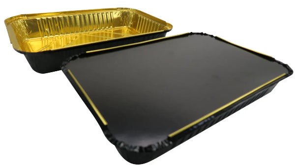 disposable aluminum foil 4½ lb. baking pan, carryout pan, take out pan, food storage container with board lid
