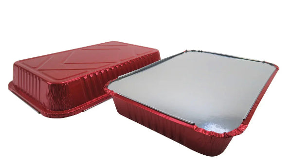 Disposable Colored Aluminum Foil 4½  Lb. Carryout Pan with Board Lid #52180L KitchenDance