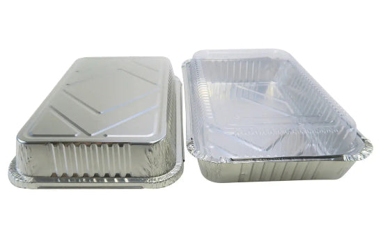 Disposable Colored Aluminum  4½  Lb. Carryout Pan with Plastic Lid #52180P KitchenDance