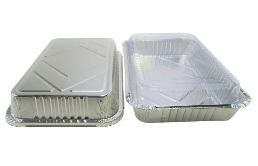 Disposable Colored Aluminum  4½  Lb. Carryout Pan with Plastic Lid #52180P KitchenDance