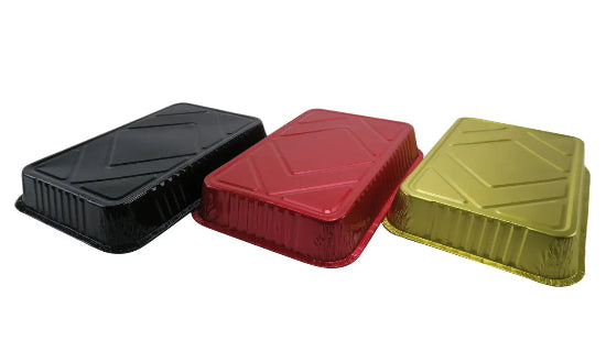 Disposable Colored Aluminum Foil 4½  Lb. Carryout Pan with Board Lid #52180L KitchenDance