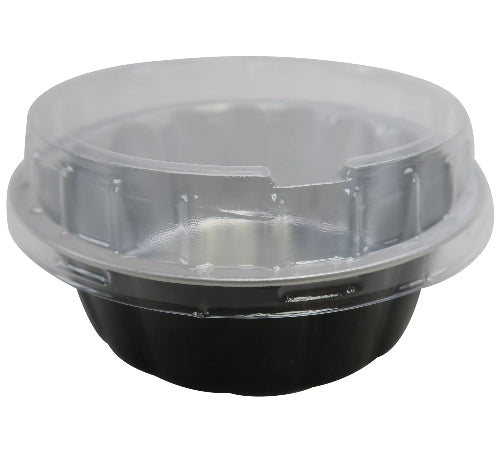 8 oz. Disposable Round Aluminum Foil Pan with Snap-on Plastic Lid #A8P KitchenDance