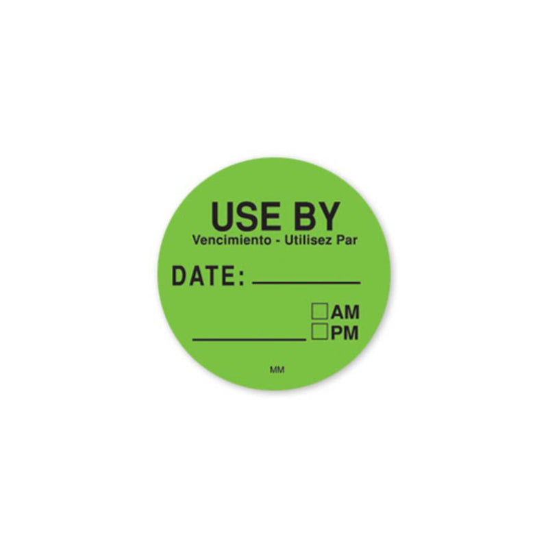 1.5" Use By Removable Green Circle Label - Roll of 500 - #IT112433