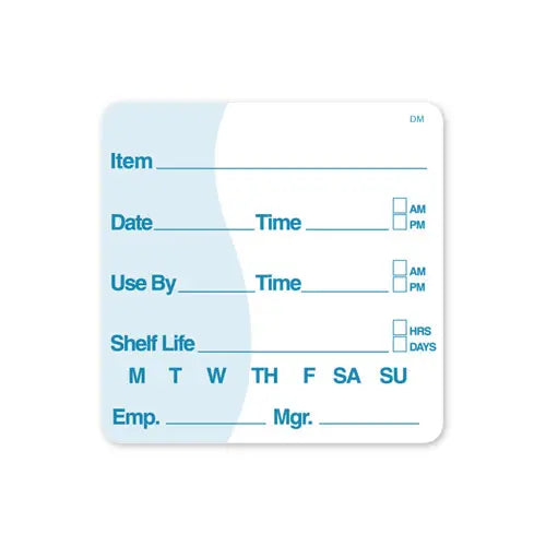 Shelf Life/ Use By label in white background