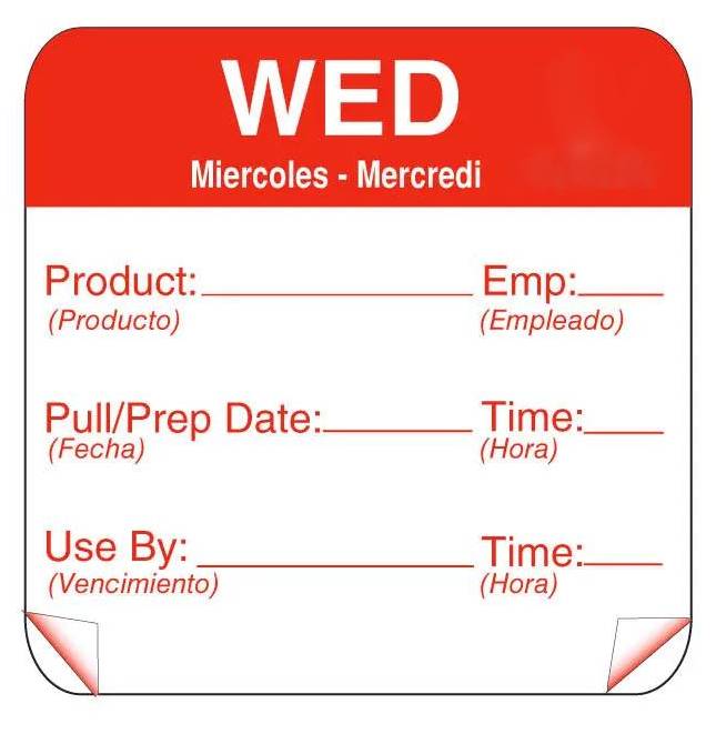 DayMark ToughMark 2 x 2 Day of the Week Shelf Life Labels
