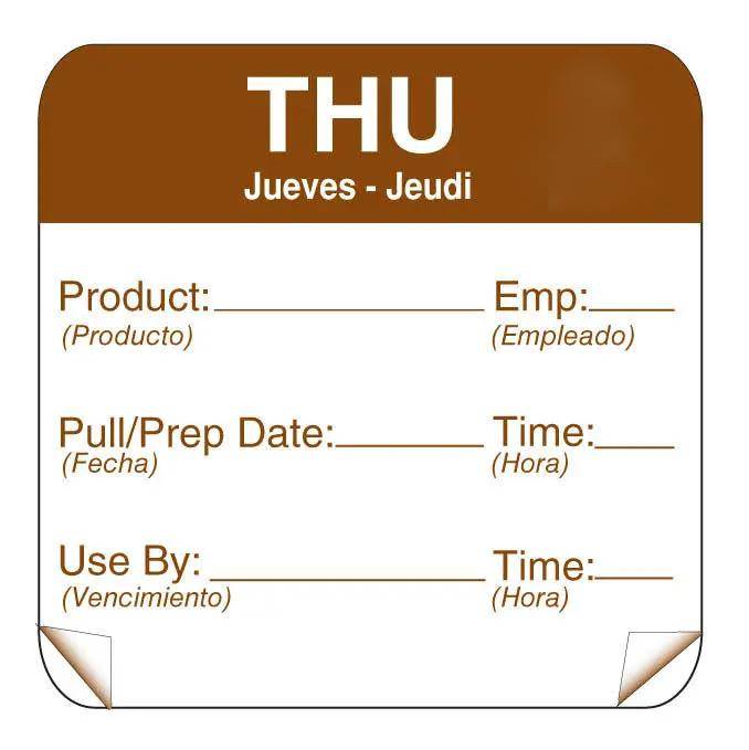 DayMark ToughMark 2 x 2 Day of the Week Shelf Life Labels