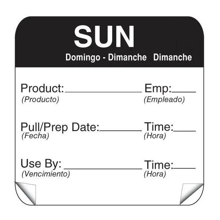DayMark ToughMark 2 x 2 Day of the Week Shelf Life Labels