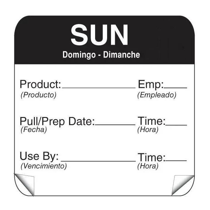 DayMark ToughMark 2 x 2 Day of the Week Shelf Life Labels