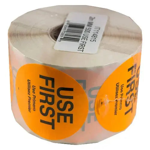 MoveMark™ 2" USE First Trilingual Removable Food Label - 24 Roll Case - #IT114815B KitchenDance