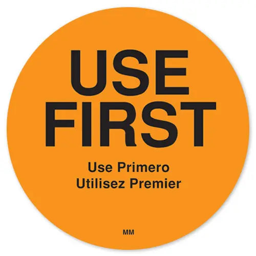 MoveMark™ 2" USE First Trilingual Removable Food Label 
