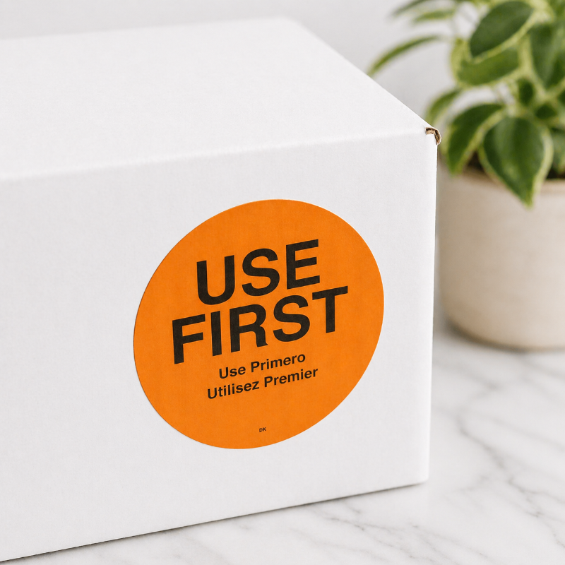 MoveMark™ 2" USE First Trilingual Removable Food Label - #IT114815