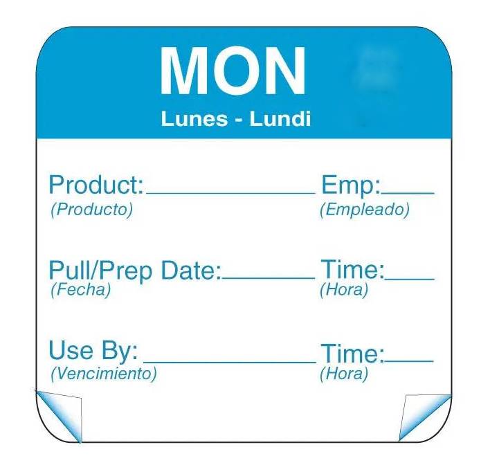 DayMark ToughMark 2 x 2 Day of the Week Shelf Life Labels