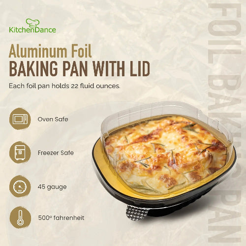 5" x 5" Colored Aluminum  Heavy Foil Square Pan with Lid Combo #A69P KitchenDance