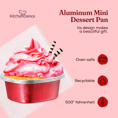 Disposable Mini Heart Shaped Foil Pan with Plastic Lid   #3055P KitchenDance
