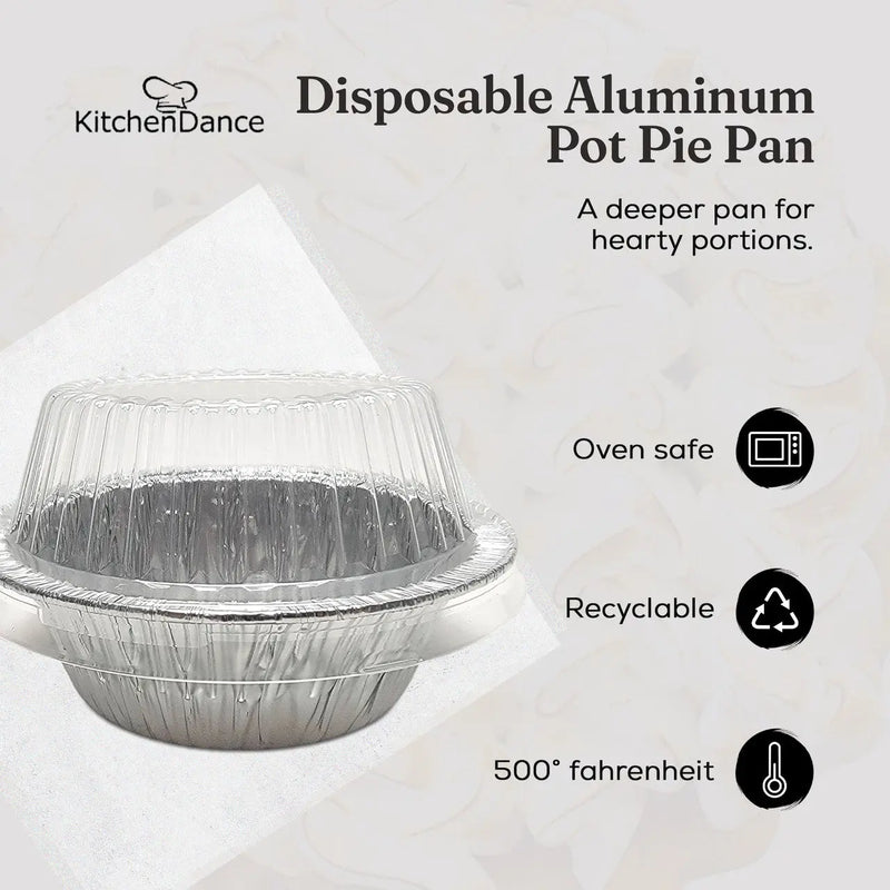 5¾" Disposable Aluminum Foil Pot Pie Pan with Lid  Extra Deep  #2400P Durable Packaging