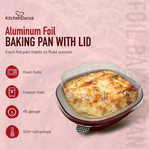 5" x 5" Colored Aluminum  Heavy Foil Square Pan with Lid Combo #A69P KitchenDance