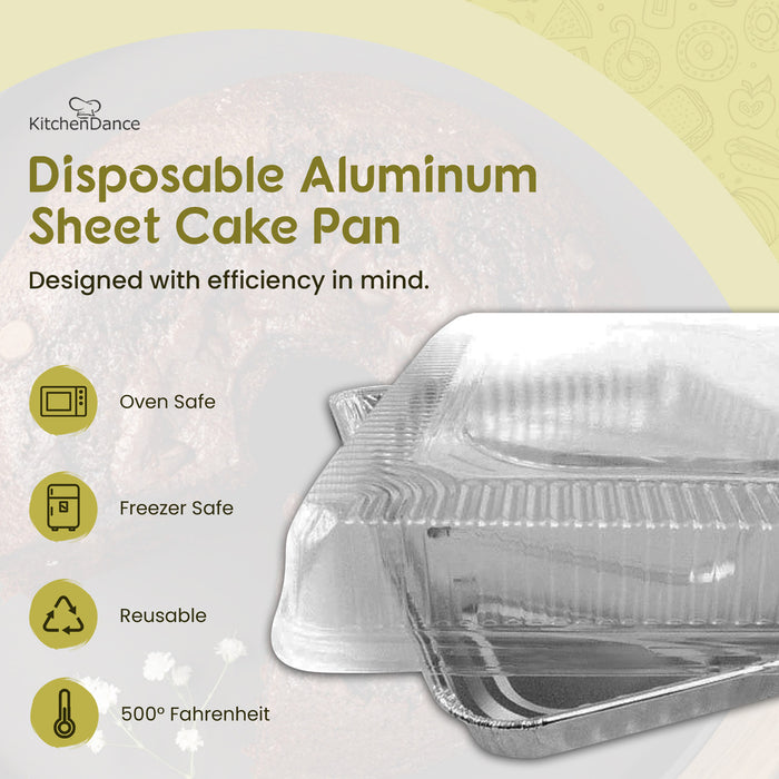 Disposable Foil 1/2 Sheet Cake Pan with Plastic Lid    #7300P