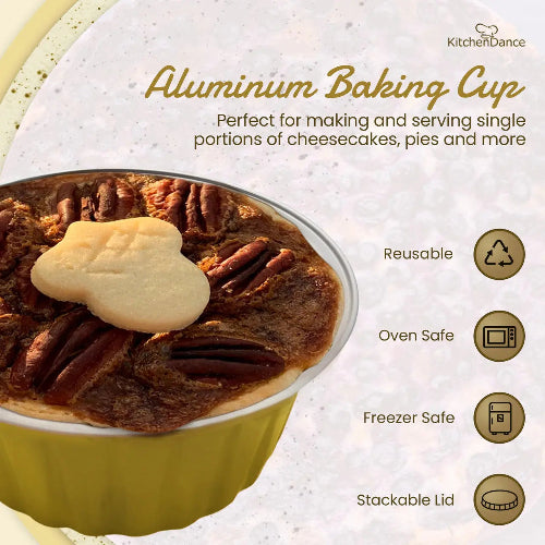 4.5 oz. Colored Aluminum Ramekin or Dessert Cup with Lid #A35P KitchenDance