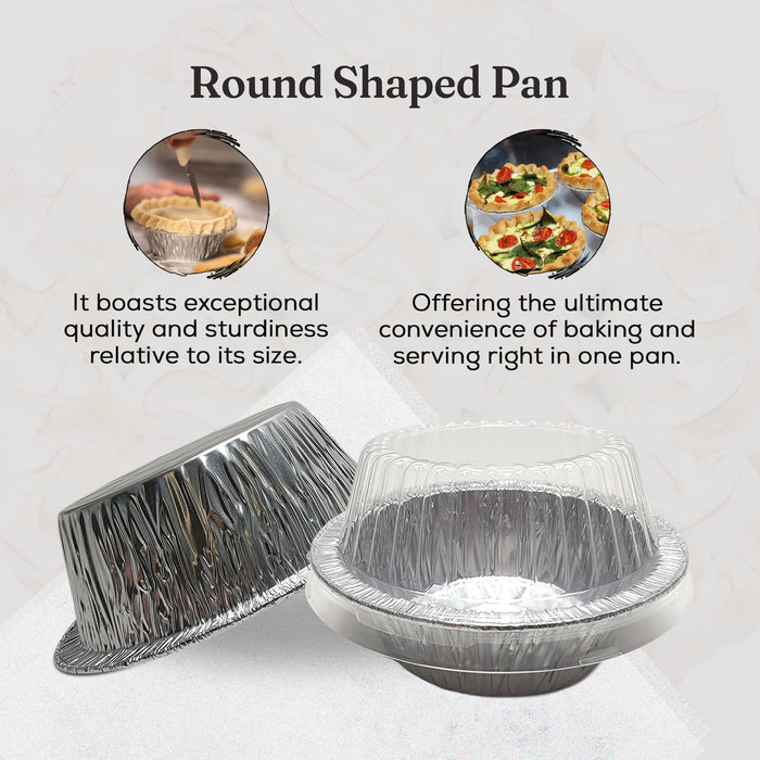 5¾" Disposable Aluminum Foil Pot Pie Pan with Lid  Extra Deep  #2400P