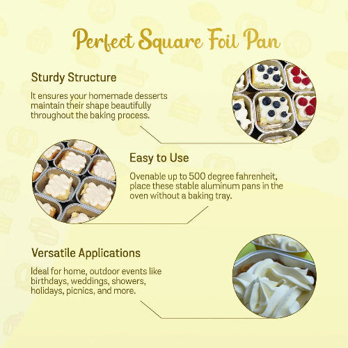 4" Square Colored Aluminum Foil Dessert Pan #A6NL KitchenDance