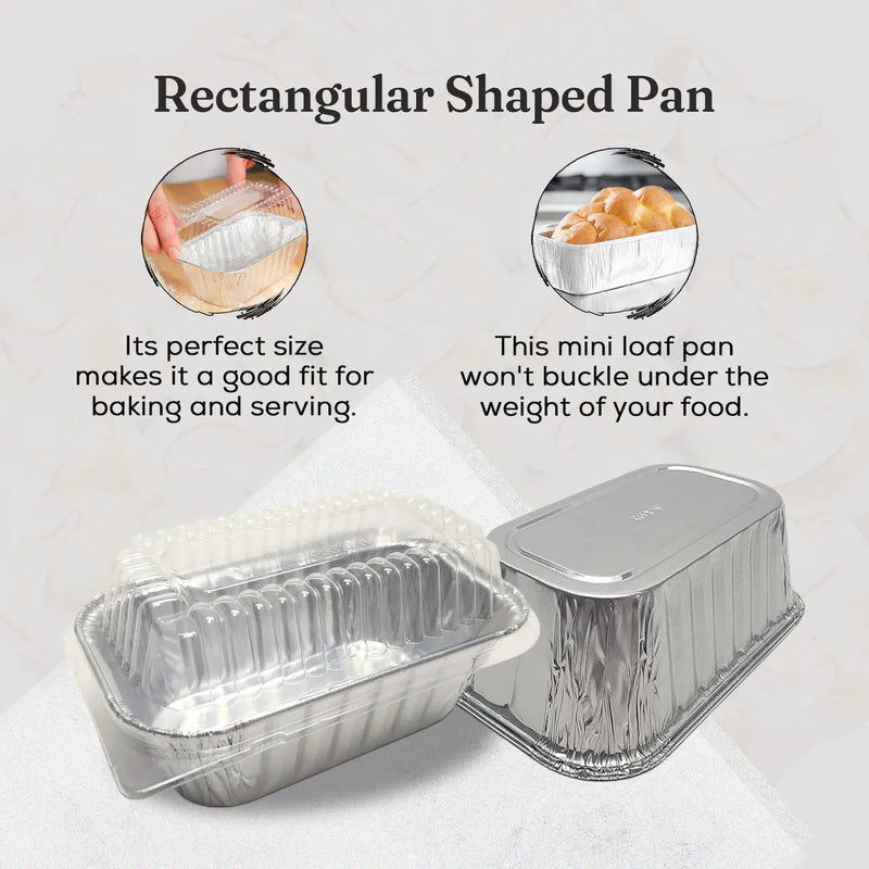 Disposable Aluminum Foil  1 lb. Mini Loaf Pan with Plastic Dome Lid  #5000P HFA Inc. -- Handi-foil of America