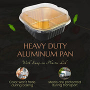 11 oz. Square Foil Dessert Cup with Plastic Lids - #A24P KitchenDance