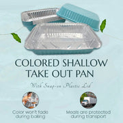 Colored 1½ lb. Shallow Foil Oblong Pan with Plastic Lid #6417P KitchenDance