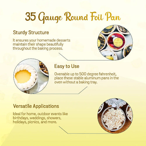 8 oz. Smooth wall Disposable Round Foil Pan with Snap-on Plastic Lid  #A42P KitchenDance