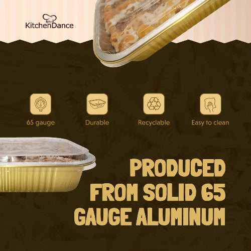 8" x 5" Colored Heavy Aluminum Entrée Pan with Plastic Lid #A67P KitchenDance