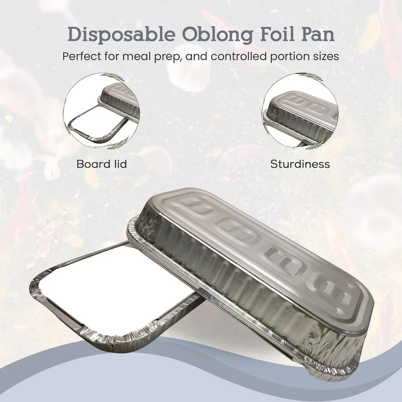 3 lb. Disposable Aluminum Foil Oblong Pan with Board Lid #110L D&W Fine Pack