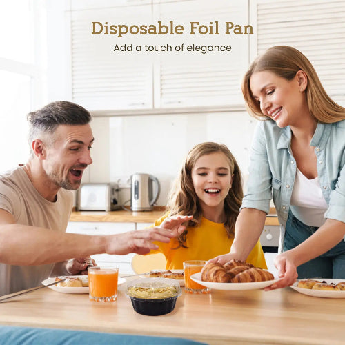 8 oz. Disposable Round Aluminum Foil Pan with Snap-on Plastic Lid #A8P KitchenDance