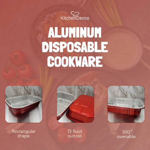 11" X 7"  Colored Heavy Aluminum Entrée Pan with Plastic Lid #A71P KitchenDance