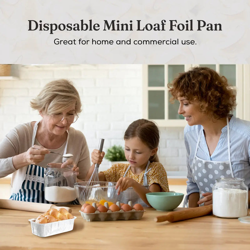 Disposable Aluminum Foil  1 lb. Mini Loaf Pan with Plastic Dome Lid  #5000P HFA Inc. -- Handi-foil of America