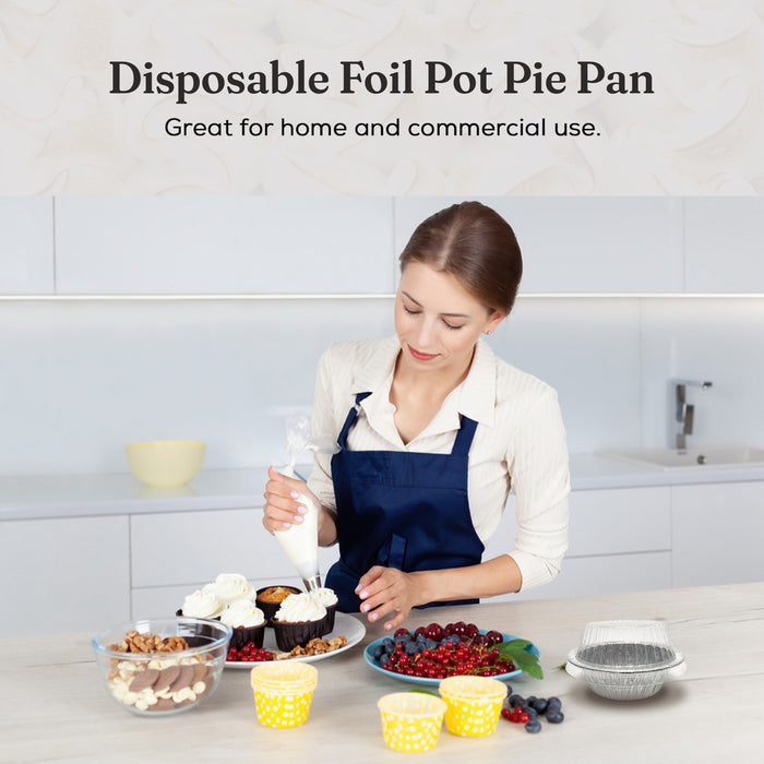 5¾" Disposable Aluminum Foil Pot Pie Pan with Lid  Extra Deep  #2400P