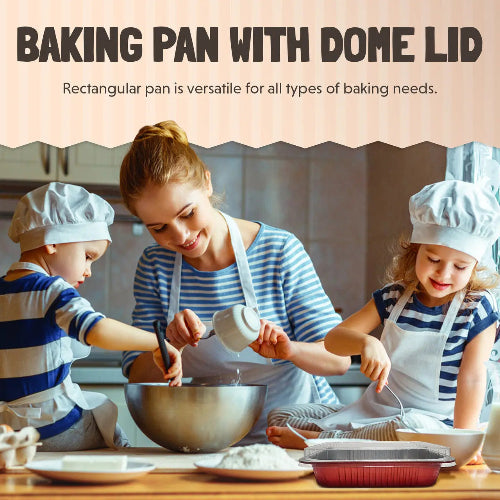 11" X 7"  Colored Heavy Aluminum Entrée Pan with Plastic Lid #A71P KitchenDance